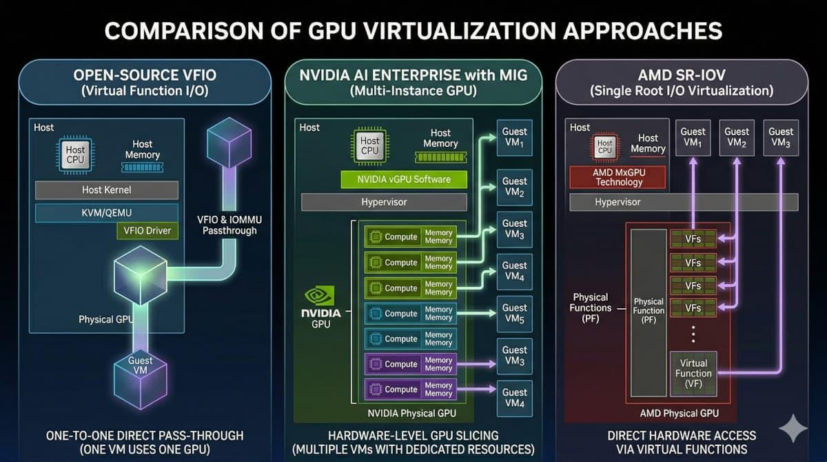 Comparaison des approches de virtualisation GPU